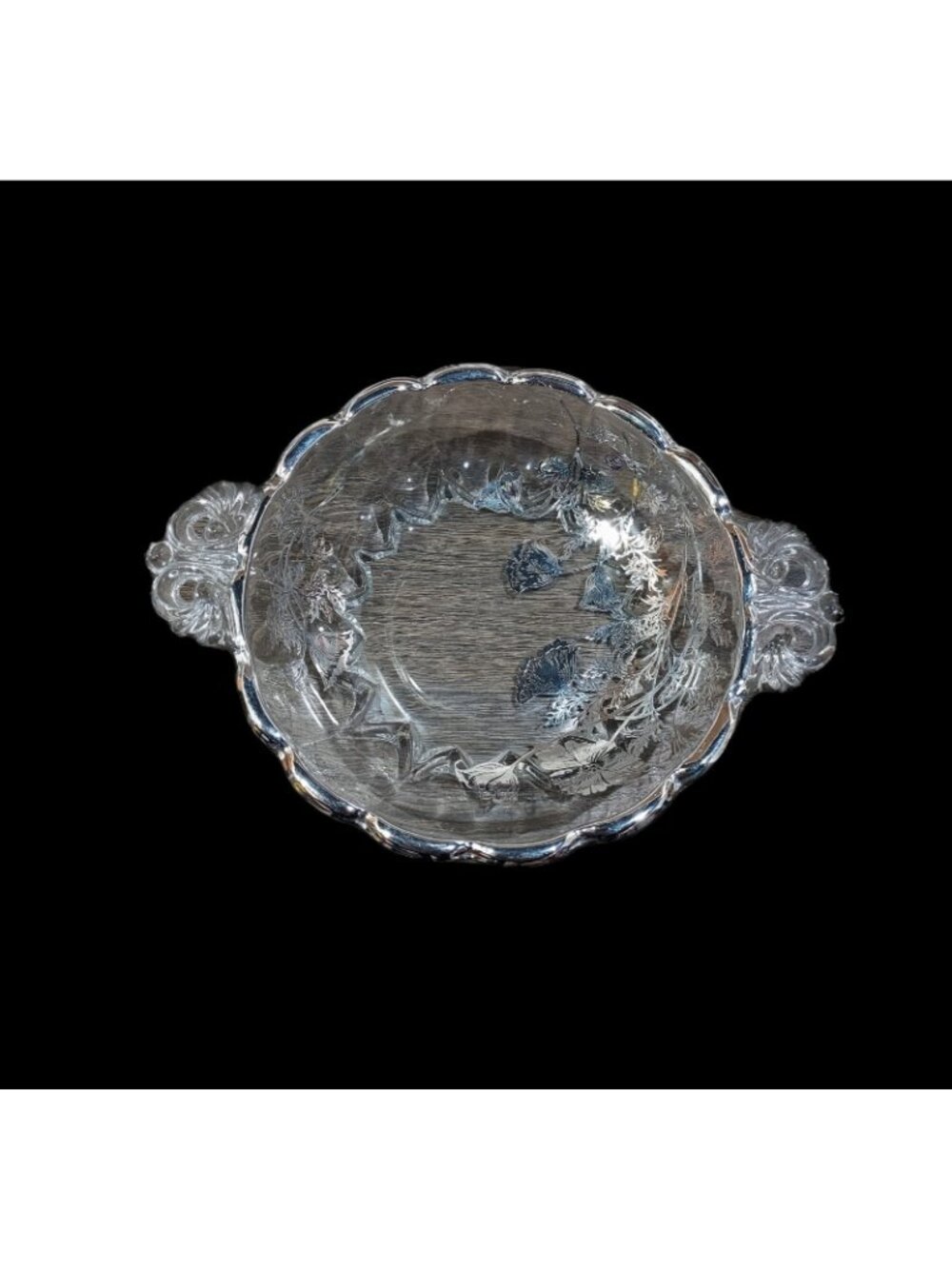 Dish Glass Flanders Silver City Candy Nuts Relish Poppy MidCentury Reticulated - Picture 2 of 9